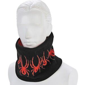New! Spyder Reversible Jacquard Logo Neck Gaiter! One Size Black With Red Spyder